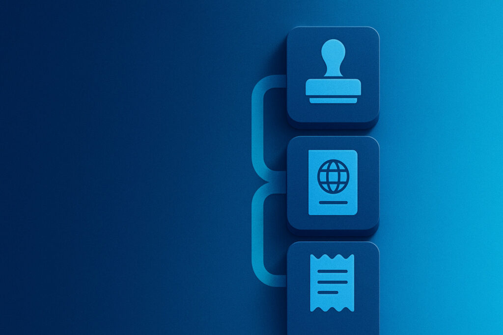 Best Time to Buy Property in Dubai - Fees, Visas and Regulations DLD fees, visa thresholds and rules affecting the best time to buy property in Dubai (abstract icons in blue).